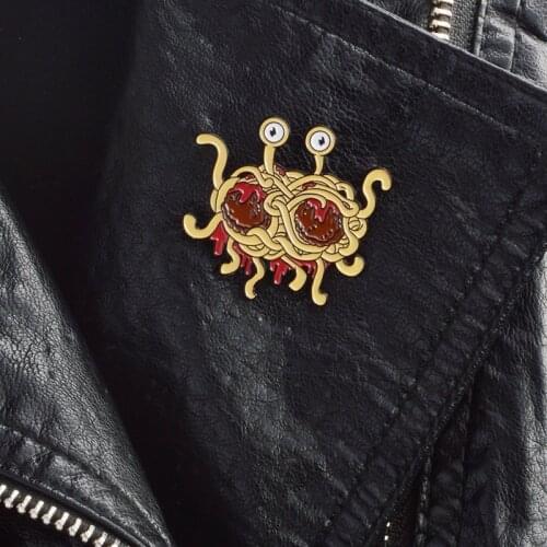 FSM flying spaghetti monster Anime Decal Brooches Backpack pins Badges Hard enamel lapel pin Hat Bag Jeans Pins