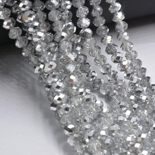 Plated Half Silver Color 4mm 140pcs Crystal Beads Glass Beads Loose Spacer Beads DIY Jewelry Making Austria Crystal Beads