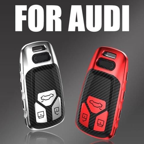TPU Carbon fiber Car Key Case Cover For AUDI A4 B9 A5 Q5 Q7 TT TTS 8S 2016 2017 Key Fob 2016 2017 2018 2019 Keychain
