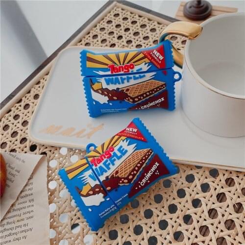 New 3D Cute Wafer Chocolate Biscuit for Airpods 2 1 Case Luxury SOFT Silicone Protective Cover with Hook for Airpods Pro 3 Case