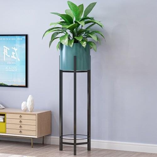 Flower frame Nordic indoor home balcony decoration storage shelf wrought iron living room simple flower pot plant rack green rad