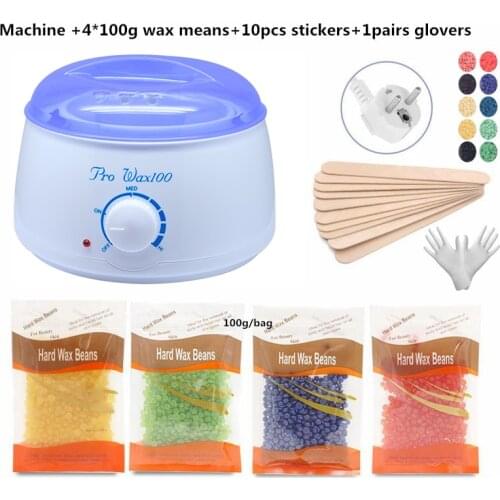 Electric Hair Removal Wax- Heater Wax Beans 10pcs Wood Stickers Hair Removal Sets Waxing Kit cera depilator