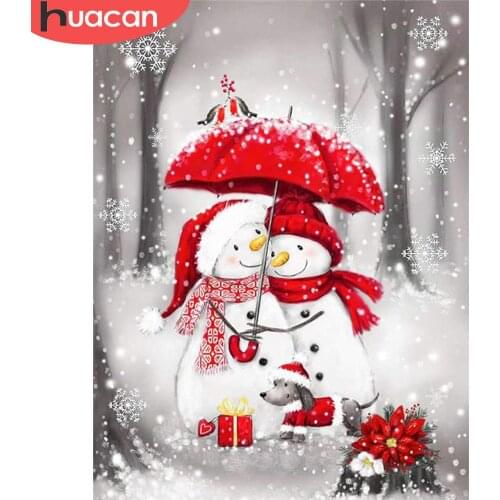 HUACAN Full Square/Round 5d Diamond Painting Snowman DIY Diamond Embroidery Christmas Gift Needlework Home Decor