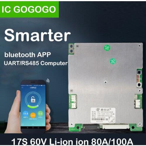 JBD 17S 60V Li-ion Lipo Lithium ion Battery Protection Board Smart Bluetooth BMS Communication 80A 100A RS485 PC APP Phone UART