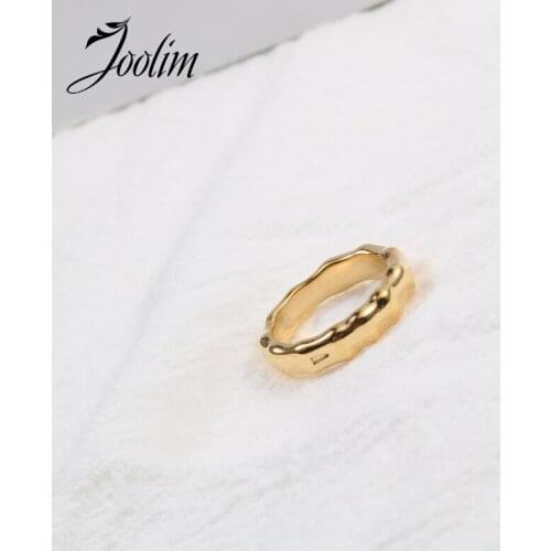 Joolim High End 18K Gold PVD Symple Bamboo Promotion Rings for Women Stainless Steel Jewelry Wholesale
