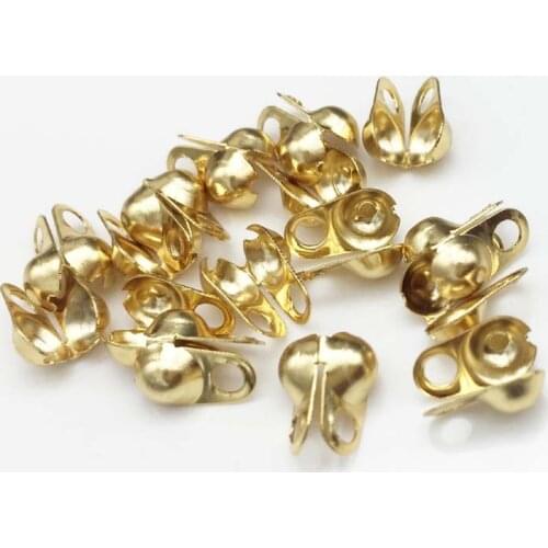 50pcs/lot Gold Tone Color Calottes End Crimps Beads Tips 8x4mm 316L stainless steel jewelry finding