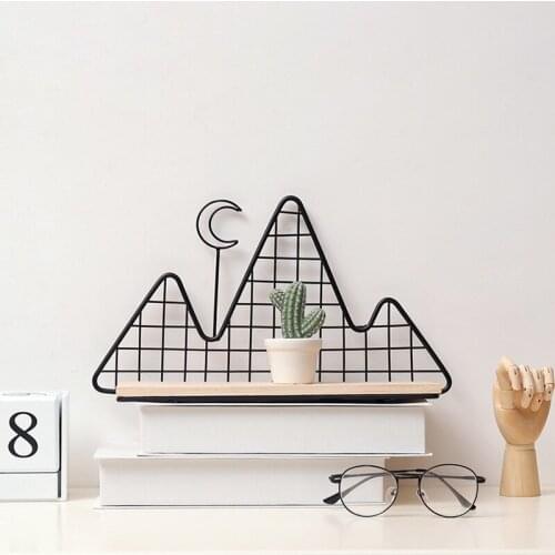 Wrought Iron High Mountain Moon Storage Rack Nordic Style Geometric Living Room Bedroom Ornament Display Wall Rack Home Decor