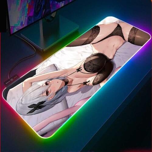 Sexy Big Ass Girl RGB Anime Mousepad Gaming Set LED Gaming Mouse Pad Sexy Video Big Ass Breast Computer Accessories Keyboard Pad