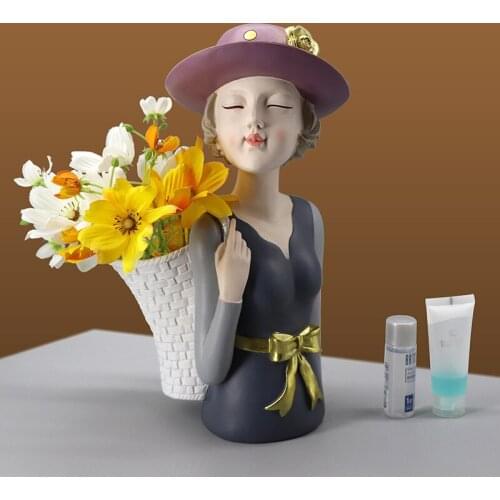 Nordic creative basket girl ornaments home living room storage decorative crafts housewarming wedding gift ornaments