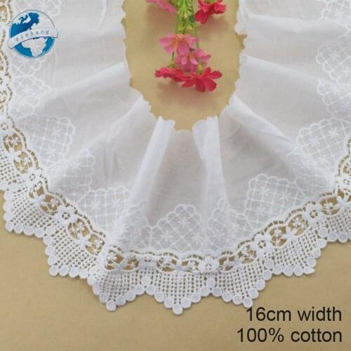 16cm width 100% Cotton embroid lace sewing ribbon guipure trim wedding lace DIY Garment Accessories french african doll lace3919