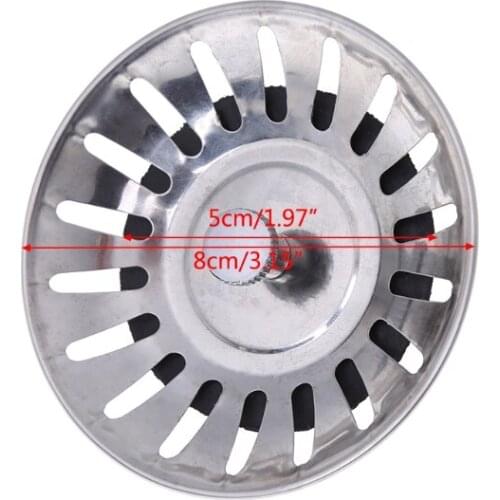Kitchen Waste Stainless Steel Sink Strainer Plug Drain Filter Stopper Basket Drainer