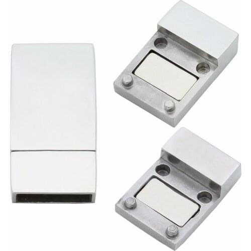 Hole Size 10*3mm Silver Tone Connector Stainless Steel Magnetic Clasps Fits for Leather Cord Fit DIY Crafts Bracelets End Clasps