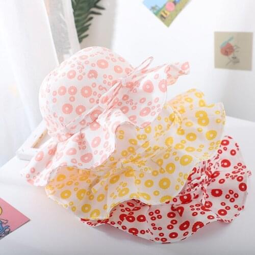 Summer Cute Floral Bows Children Hat Outdoor Beach Girls Bucket Hat Baby Girls Panama Cap for 1-3 Years Kids