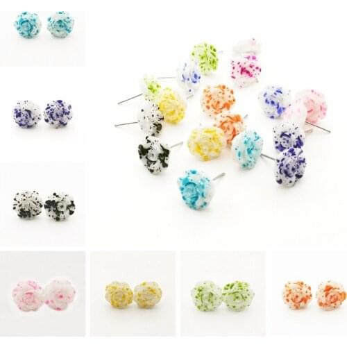 Cute Korean Earrings Flower Irregular Pattern White Flower Earrings Girl Gift Small Jewelry Souvenir Friend Earings Christmas