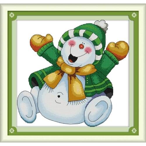 Joy Sunday Snowman Printed Fabric 11&14CT Counted Cross Stitch DMC Animal Patterns Cross-stitch Kits Embroidery Needlework Sets