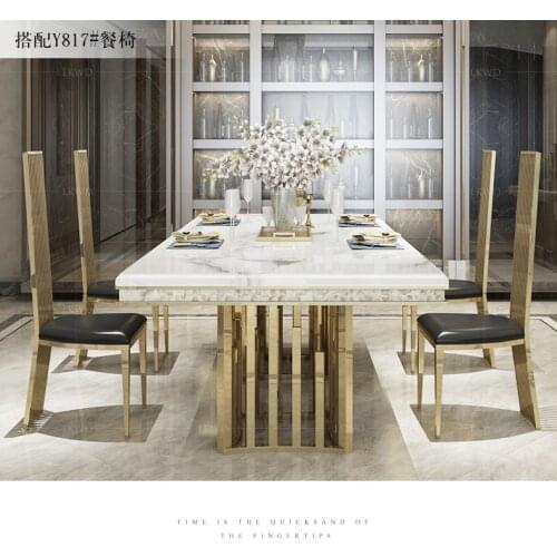 Rama Dymasty stainless steel Dining Room Set Home Furniture modern marble dining table ,rectangle table
