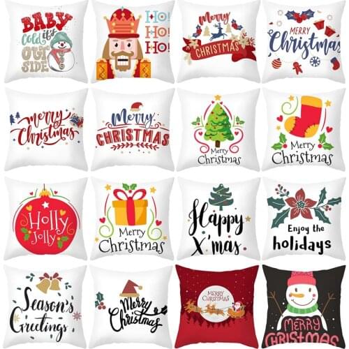 45x45cm Cartoon Santa Claus Pillowcase Merry Christmas Decor For Home 2021 Christmas Ornament Navidad Xmas Gift New Year 2022
