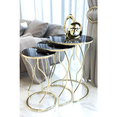 Unbreakable Glazed Gold Dream Model Zigon Coffee table Pad Black Marble Pattern журнальный столик mesa auxiliar table basse de salon