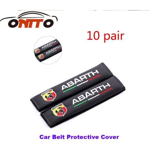 Wholesale 10pair Carbon Fiber Seat Belts ABARTH Logo Seat Safety Belt Cover Shoulder Pad Sleeve car styling for fiat