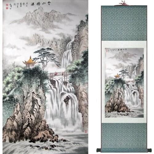 Landscape painting Home Office Decoration Chinese scroll painting mountain and River painting 2018082417