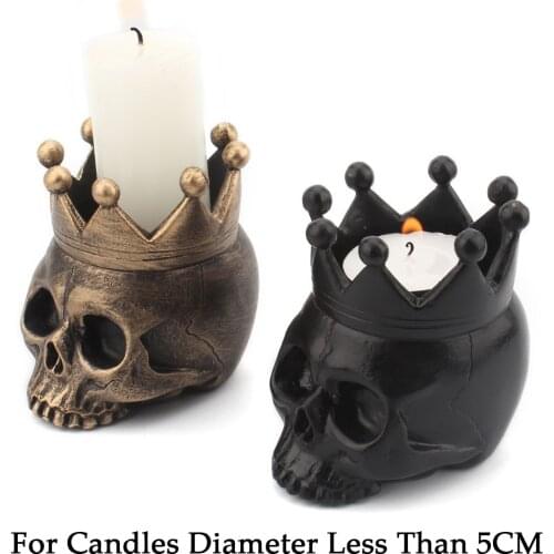 Crown Skull Candle Holder Resin Candlestick Halloween Decoration Skeleton Candle Base Home Halloween Decoration Ornaments