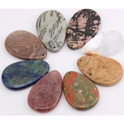 Beadsland Water Drop Grained Nature Stone Pendant For Man Women DIY Fashionable Vintage Necklace Special Gift