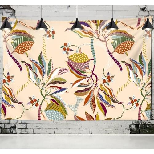 Psychedelic Solid Color Flower Tapestry Wall Hanging Bohemian Indian Mandala Modern Style Living Room Bedroom Decor