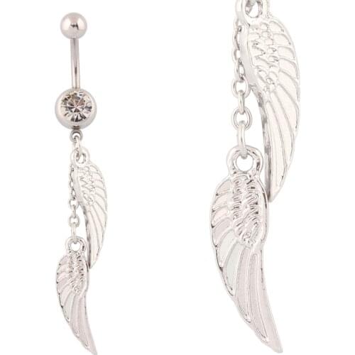 Belly button rings dangle wings fashion body piercing body jewelry Navel rings Wholesale 14G Surgical Steel bar