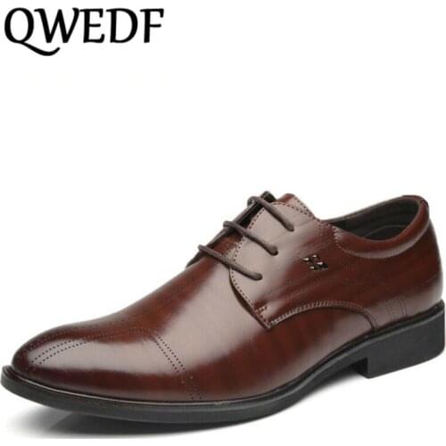 QWEDF 2018 Business dress leather shoes oxfords shoes rubber outsole Comfortable Men Wedding Dress Shoes High Quality BB-023