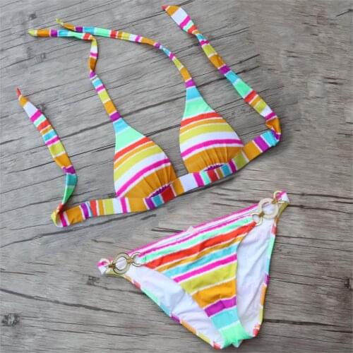 MIX Bikini sets Women Swimwear brazilian Women Swimsuit Bikini Push Up Bathing suit biquini set Rainbow orange Printing