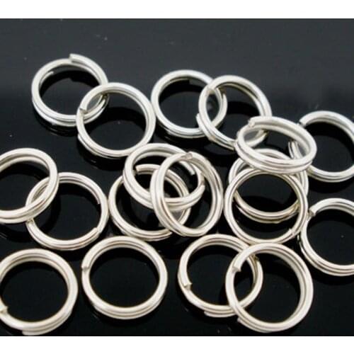 100Pcs Open Jump Split Rings Double Loops Alloy Round Silver Tone Jewelry DIY Findings 8mm