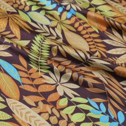 Tilda Satin fabric Glossy Satin Fabric Polyester leaf printed Satin packing decoration Fabrics 1 Meter