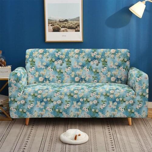 1/2/3/4 Seat Universal Sectional Sofa Cover Floral Printing Soft Couch Cover Anti-slip All-inclusive High Elastic Slip Covers