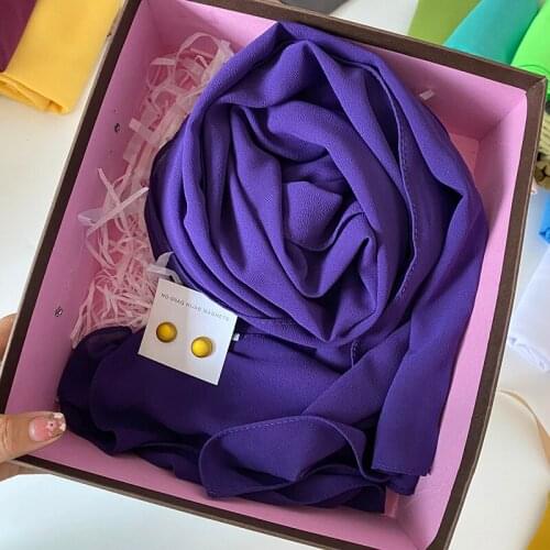 High Quality Magnet Pin for Muslim Scarf Heavy Chiffon Hijab Malaysian Plain Wrap Solid Color Headband Shawls Female Foulard