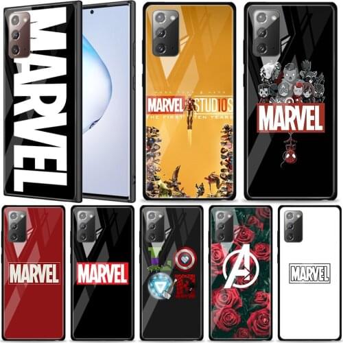Marvel Logo Tempered Glass For Samsung Galaxy Note 20 Ultra 10 9 8 Plus Lite A70 A50 A40 A30 A20 A10 Phone Case