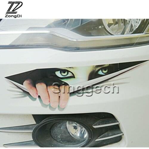 ZD 3D Eyes Peeking Monster Car stickers for Fiat VW Polo Golf MK4 4 MK7 Touran T5 Bora Skoda Rapid Fabia Yeti Superb Accessories