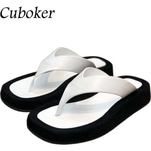 Summer Runway Flip Flips Women Thick Sole Concise Ladies Platform Slippers Brand Designer Ladies Vacation Beach Shoes Women
