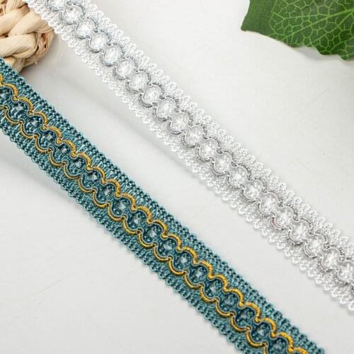 1M Latest Silver Gold Lace Fabric High Quality Ribbon Curtain Guipure Green Lace Sewing Clothing Trimming Decor dentelle KQ36