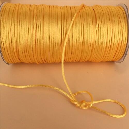 2mm X 20meters Color Gold Chinese Knot Rattail Satin Cord for Braided String Jewelry Findings Beading Rope #R523