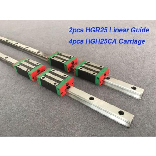 2pcs HGR25 200 300 400 500 600 700 800 900 1000 1100mm linear guide + 4pcs HGH25CA or HGW25CA carriage CNC parts