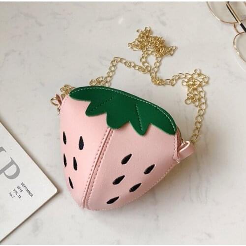 2021Children Girl Strawberry Crossbody Shoulder Bag Chain Zipper Lovely For Money Keys Кошелек Женский Сумка Женская sac à main