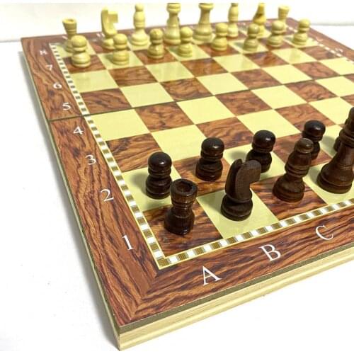 3 in 1 Wooden Chess Set Portable Chess Set Intelligence Development Wooden Checkers Board Draughts Entertainment Toy for Travel