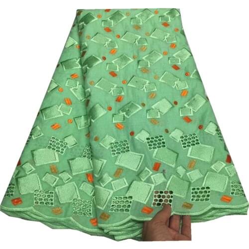 5 Yards African Swiss Lace Fabric Pure Cotton Brocade Lace Fabric with Stones Nigeria Swiss Lace DIY Dress YC-135