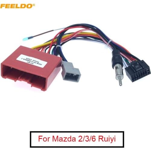 FEELDO Car Navi Radio 16PIN Adaptor Power Cable For Mazda 2/3/6 Ruiyi Audio Stereo 16Pin Wiring Harness #FD4239