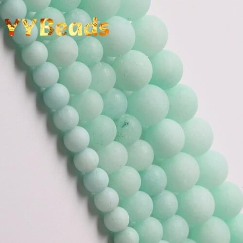 Natural Matte Blue Amazonite Jades Chalcedony Beads 6 8 10mm Round Spacer Beads For Jewelry Making DIY Charm Bracelet 15" Strand
