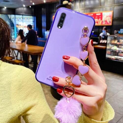 Case For huawei nova 8 7 6 5 4 3 3i Y9 Y7 Y6 Y5 SE 2019 Pro Plus lite case Heart plush Fabric Bracelet Hand Holder Electroplated