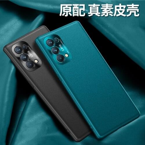 For OPPO Reno 5 Pro 4 SE Case Luxury Vegan Leather Grain Matte Protective Back Cover For Find X2 Lite X2 Neo Camera Protection