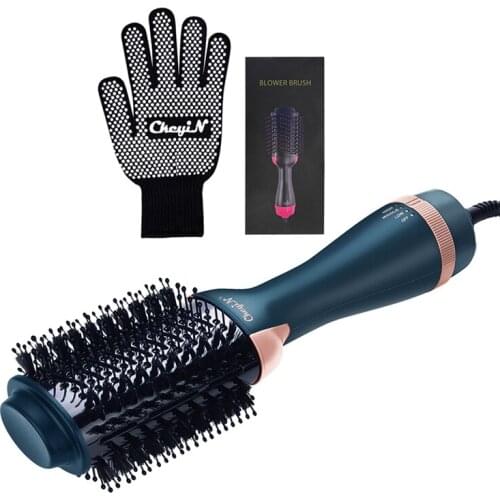 Ckeyin 2 In 1 Hair Dryer Hot Air Brush Hair Straightener Curler Comb One Step Electric Ion Blow Dryer Brush Hair Styling Tools