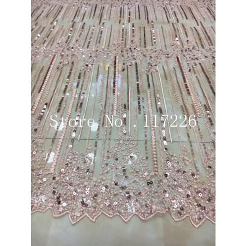 Colorful sequins embroidered Tulle Fabric good selling French Net Lace Fabric with super quality in green color