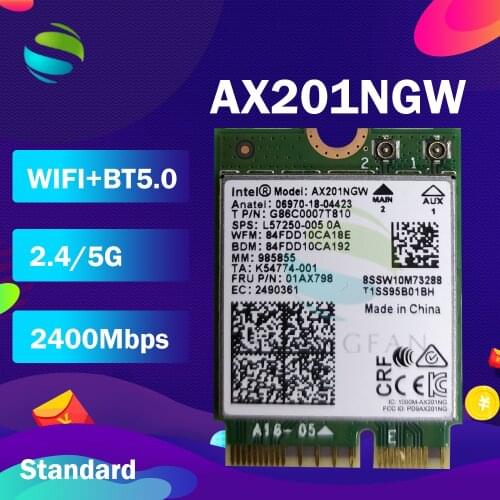 Dual Band Wireless AX200NGW 2.4Gbps 802.11ax Wireless Intel Wi-Fi 6 AX200 / AX201NGW / 8265NGW /3168AC M.2 NGFF WiFi Wlan Card